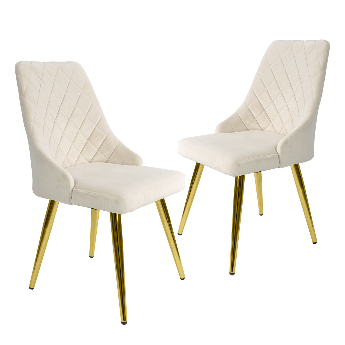 Mian Cream Dining Chairs with Gold Legs Set of 2