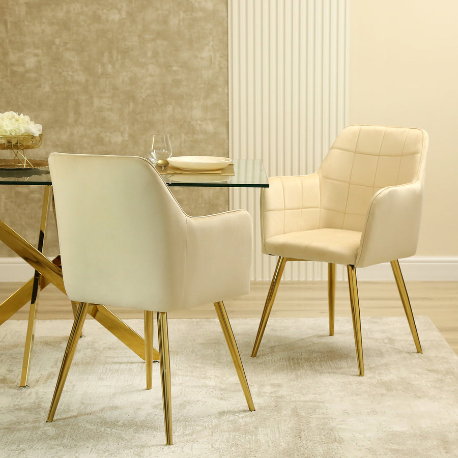 cream velvet dining chair