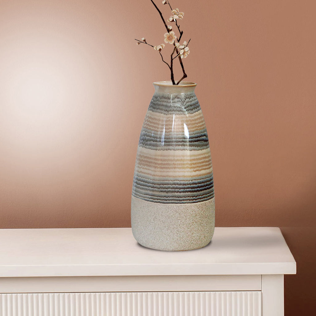 32.6cm Beige Ceramic Vase