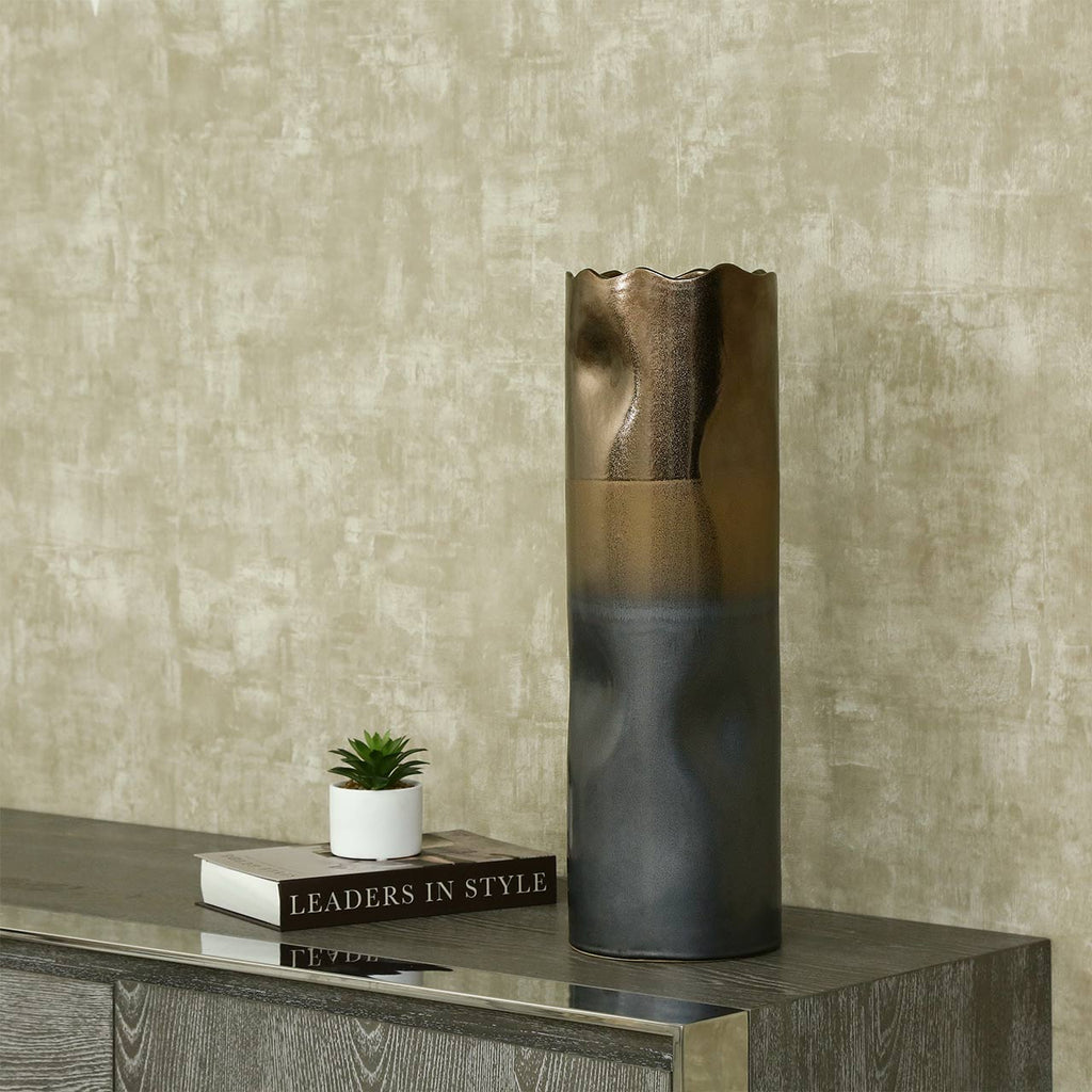 56.5cm Black and Gold Ceramic Vase