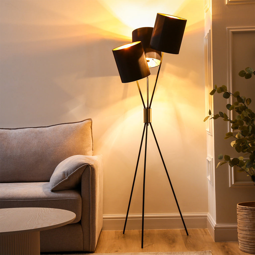 Black Metal Tripod Floor Lamp