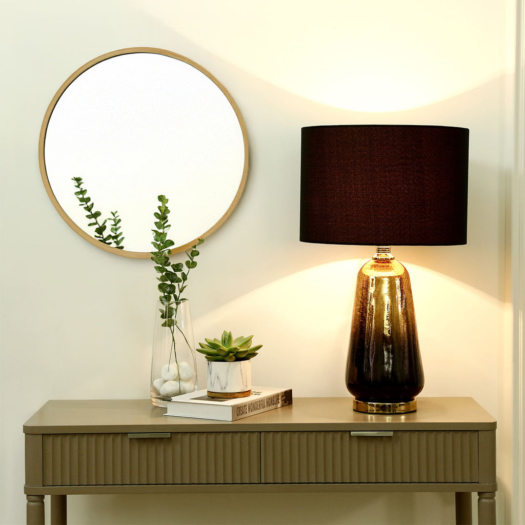 Gold & Black Ombre Glass Table Lamp