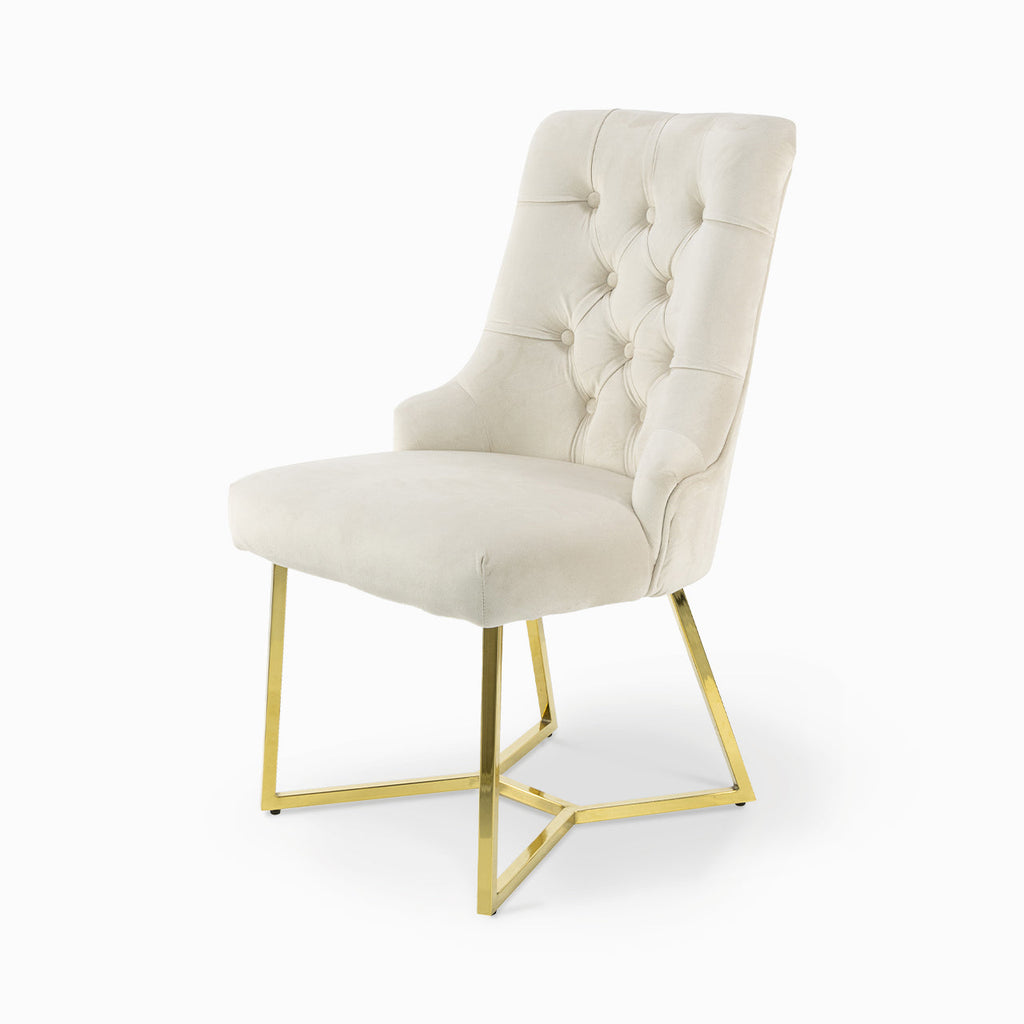 luxury cream velvet dining chair